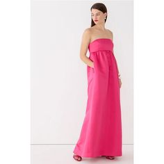 This Dress Makes Party (Outfit) Planning That Much Easier. With A Strapless Silhouette, An Elegant Empire Waist, And A Full-Length, Voluminous Skirt, This Dress Is Amazing. Write Me With Any Questions! 100% Polyester. Pockets!!! Fitted Bodice. Falls To Floor Back Zip. Lined. Machine Wash. Chic Pink Silk Strapless Dress, Strapless Silk Maxi Dress For Cocktail, Spring Silk Evening Dress With Straight Neckline, Strapless Silk Maxi Dress For Bridesmaids, Silk Strapless Floor-length Cocktail Dress, Pink Silk Strapless Maxi Dress, Chic Silk Floor-length Strapless Dress, Chic Silk Strapless Floor-length Dress, Cream Satin Dress