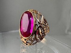 Vintage Original Soviet Solid Rose Gold Ruby Ring 583 14K USSR, Gold Ruby Ring  | eBay Formal Pink Gold Sapphire Ring, Formal Pink Gold Ruby Ring In 14k Gold, Formal 14k Pink Gold Ruby Ring, Oval Rose Gold Hallmarked Ruby Ring, Hallmarked Rose Gold Ruby Ring, Formal Pink Gold Ruby Ring In Fine Jewelry Style, Pink Gold Ruby Ring For Formal Occasions, Formal Pink Gold Ruby Ring, Victorian Pink Formal Rings