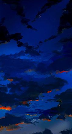 the sky is full of clouds at night