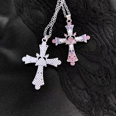 𝔇𝔢𝔱𝔞𝔦𝔩𝔰: Style: Egirl, Grunge, Y2K Materials: Alloy & Rhinestone Quantity: 1 pc (As shown) Length:21cm_50cm Featuring colorful rhinestone cross pendants, this necklace brings a bubbly vibe to your kawaii or E-girl looks Solid quality & durable material, perfect as gifts Enjoy free shipping with a purchase of over 80$ Pink Rhinestone Bling Necklace For Gift, Pink Rhinestone Bling Necklace Gift, Pink Rhinestone Clavicle Chain Necklace, Pink Rhinestone Necklace With Bling For Gift, Pink Clavicle Chain Rhinestone Necklace, White Rhinestone Necklace For Gift, Y2k Necklace, Purple Diamond, E Girl