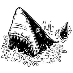 a drawing of a shark with its mouth open