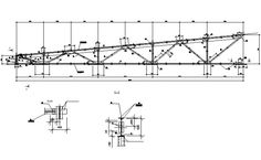 an architectural drawing of a bridge with the top and bottom sections drawn out in black ink