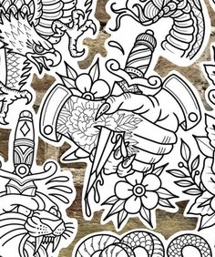 an image of coloring pages with animals and flowers