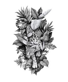 Snow Leopard Tattoo, Leopard Print Tattoos, Cheetah Tattoo, Tato Maori, Jungle Tattoo, Jaguar Tattoo, Petit Tattoo, Floral Tattoo Sleeve