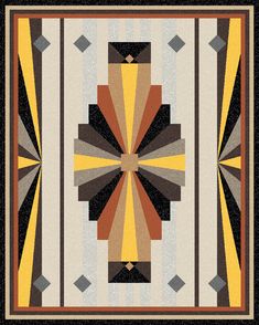 an art deco design with black, yellow and brown colors