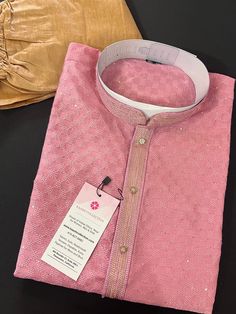 Mauve Pink Color Raw Silk Men Kurta Pajama  Self Design and tiny Sequin Work | Party Wear Mens Ethnic Wear | Sequin Wedding Kurtas for Men Light Pink Kurta For Men, Pink Kurta For Men Wedding, Kurtas For Men, Fancy Embroidery, Pink Pajama