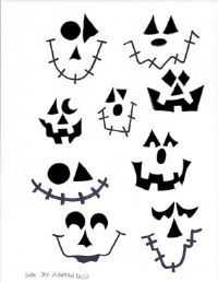 halloween faces drawn in black and white with different shapes, sizes and designs on them