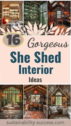 16 Gorgeous She Shed Interior Ideas You’ll Love She Shed Seating Ideas, French Country She Shed Interior, Zen She Shed, Art Shed Ideas, Office Sheds Backyard Interior, Garden She Shed Ideas, She Shed Names, She Sheds Ideas Interior, Rustic She Shed Interior