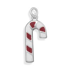 Red and White Enamel Candy Cane Charm by jewelrymandave on Etsy Colorful Christmas, Zipper Charms, Christmas Charms, Themed Jewelry, Christmas Candy Cane, Jewelry For Her, Christmas Jewelry, Charm Gift, Sterling Silver Bands