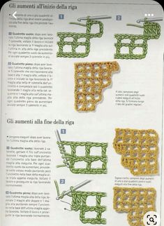 the instructions for crochet are shown in this page, which shows how to use yarn