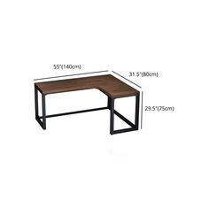 a coffee table with measurements for the top and bottom section, including an end table