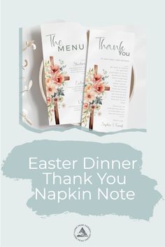 an easter dinner thank note with flowers on it