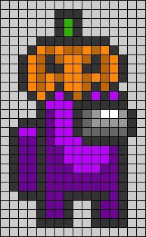 an image of a pixel art piece in purple and orange