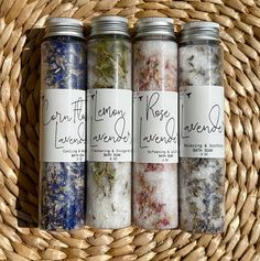 Indulge in a relaxing bath experience with our luxurious bath soaks, available individually or as a gift box set of four. These bath salts make perfect gifts for occasions like birthdays, bridal showers, or self-care routines. 1. Rose Bath Soak A soothing blend of rose petals, Epsom salt, and lavender oil designed to relax your mind and nourish your skin. Perfect for easing tension after a long day. Ingredients: Rose flower, Magnesium Sulfate (Epsom Salt), Fragrance, Lavender oil 2. Cornflower B Epson Salt Bath, Bath Salts Recipe, Epson Salt, Bath Soaks, Bath Recipes, Soothing Bath, Lavender Bath, Rose Bath, Magnesium Sulfate