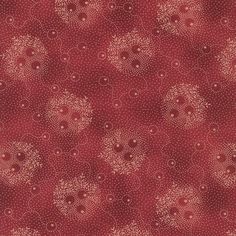 a red background with white dots and circles on the bottom, in an irregular pattern