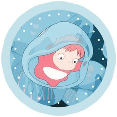 an image of a cartoon character in a blue circle with snow flakes on it