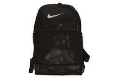 Nike Brasilia Mesh BackpackThe Nike Brasilia mesh backpack adds a cool spin to back to school. It boasts a mesh construction with large main compartment, internal pockets and a laptop sleeve. Keep it comfy with the adjustable padded shoulder straps and stay hydrated with dual water bottle pockets on both sides.Polyester mesh materialZip closuresInternal pockets for organizationDual drink holdersLaptop sleeveFront zip pocketTop carry handleAdjustable padded shoulder strapsDimensions: 18"H x Cute Mesh Backpack, Mesh Backpack Aesthetic, Nike Mesh Backpack, Black Nike Backpack, Backpack Nike, Mochila Nike, Preppy Backpack, Kitty Makeup, High School Backpack