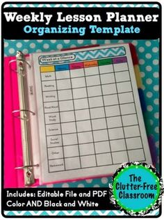 a binder that has a planner on it with the words organizing template in front of it