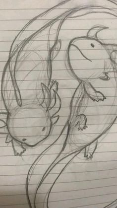 a drawing of two birds on lined paper