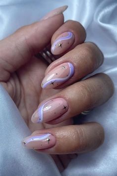 Try these gorgeous almond nails, almond nails designs, and almond nails short Purple Disco Nails, Neutral Gel X Nails, Cosmic Nail Art, Summer Nail Ideas Almond Shape, Dainty Nail Designs, Tangled Inspired Nails, Berlin Nails, Unusual Nails, Celestial Nail Art