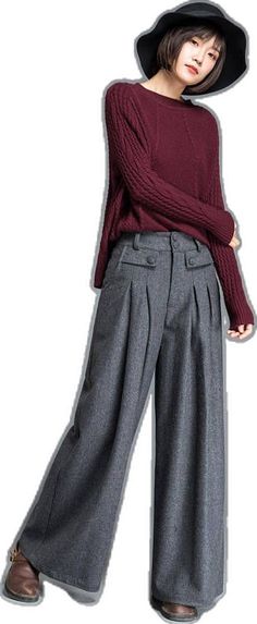 Baggy Winter Wide Leg Straight Pants, Winter High-waisted Wide Leg Pants With Pockets, Gray Wide Leg Bottoms For Winter, Gray Baggy Wide Leg Pants For Fall, Gray Wide Leg Pants With Pockets For Fall, Gray High-waisted Pants For Winter, Winter Wide Leg Pants With Pockets, Gray Wide Leg Pants For Winter, Gray Full Length Wide Leg Pants For Fall