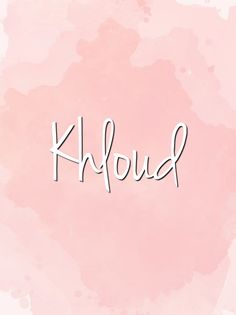 the word kloud written in cursive writing on a pink watercolor background