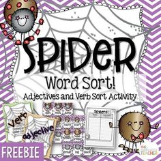 a spider word sort activity with pictures and words to help students learn how to spell