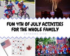 several pictures with the words fun 4th of july activities for the whole family on them