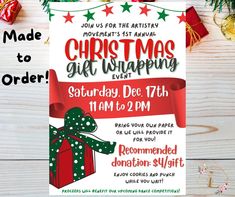 a christmas gift wrapping event flyer