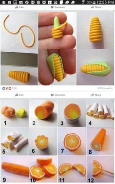 an image of how to make oranges and corn on the cob nail art