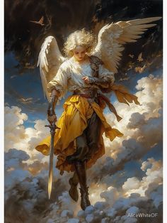 "Archangel" Metal Print for Sale by AliceWhiteDF Angels Concept Art, Real Angels Art, Angel Art Reference, Fantasy Angel Art, Angel Illustration Art, Aasimar Character Design, Angel Powers, Angel Fantasy Art, Army Of Angels