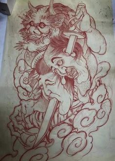 Japanese Tattoo Art Leg, King Sketch, Tato Irezumi, Japanese Leg Tattoo, King Tattoo, Japanese Drawings