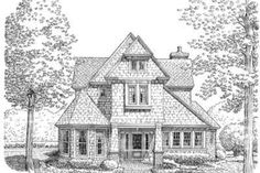 this is an artist's rendering of the front elevation of these country house plans