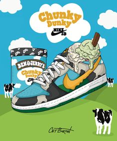 Ben And Jerrys Shoes, Chunky Dunky Nike Sb, Chunky Dunk, Chunky Dunky, Nike Poster, Sneakers Illustration