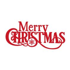 the merry christmas logo is red and white