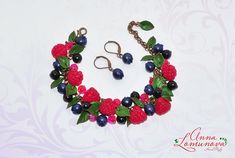 Berries jewelry set Bracelet Sister gift Wife bracelet gift Raspberries bracelet gift Blueberry earrings Berry jewelry gift Juicy jewelry Blue Polymer Clay Bracelet, Handmade Polymer Clay Jewelry Bracelet, Handmade Polymer Clay Bracelet, Handmade Berry Earrings For Gift, Handmade Berry Colored Earrings For Gift, Handmade Bracelet Jewelry As A Gift For Her, Handmade Polymer Clay Bracelets For Gift, Elegant Polymer Clay Necklace For Gifts, Elegant Polymer Clay Necklaces For Gifts