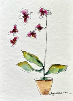 a drawing of a flower in a pot