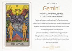 the lovers tarot card with an image of two men standing in front of them