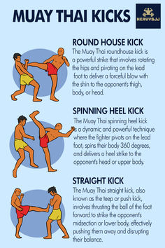 an info sheet describing how to use muay thai kicks for kickbox boxing moves