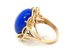 Ring Specifications:Metal: 14k Yellow GoldTotal Weight: 11.0 GramsGemstone: Lapis LazuliLapis Lazuli Measurements: ~20.4 mm x 15 mm x 7.1 mmRing Size: 6.25 (resizable)Stamped: "14K"Condition: Preowned, excellent100% Authentic. Please ask all questions before bidding or making a best offer. International Bidders please contact us before bidding for shipping availability and charges. Elegant Blue Oval Cabochon Signet Ring, Oval Dome Ring With Gemstone In 14k Gold, 14k Gold Blue Oval Cabochon Rings, Blue 14k Gold Oval Cabochon Rings, Blue Opal Ring In 14k Gold For Formal Occasions, Oval Blue Opal Ring In 14k Gold, Blue Oval Dome Ring For Formal Occasions, Blue Oval Dome Ring For Formal Events, Collectible 14k Gold Oval Cabochon Ring