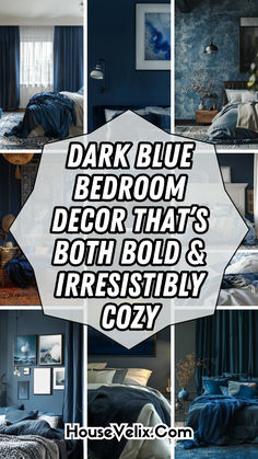 dark blue bedroom decor that's both bold and irresistly cozy