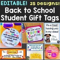 the back to school student gift tags are great for teachers and students who want to use them