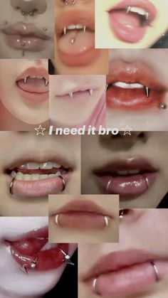 various images of different types of lips with piercings