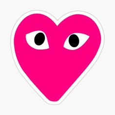 a pink heart with two eyes sticker on it's side and an eyeball in the middle