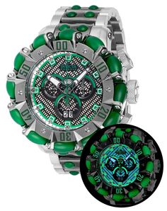 This impressive Invicta Reserve watch features a Quartz movement, all in a solid steel, titanium, green case. Its white, black, green, metal dial is enclosed by a highly protective Flame Fusion Crystal. This watch is finished by a strong steel, titanium, green, stainless steel, plastic, luminous tubes band, and it offers 200m water resistance.The exceptional taste and distinguished palette of the connoisseur will discover timeless pleasure within the Invicta Reserve collection. Specially develop Green Cases, Invicta Watches, Stainless Steel Band, Breitling Watch, Quartz Movement, Tops Designs, Stainless Steel, Band, Crystals