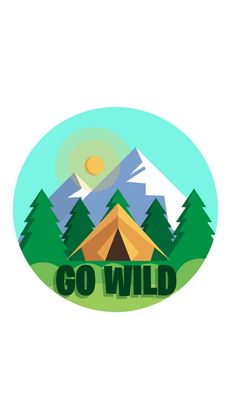 the logo for go wild with trees and mountains in the background