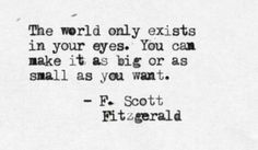 the world only exits in your eyes you can make it as big or as small as you want f scott fitzgerald