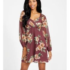 Beautiful Dress Fall Purple V-neck Dress, Chic Mauve V-neck Mini Dress, Purple V-neck Dress For Fall, Purple Flowy Dress For Casual Occasions, Mauve Mini Dress For Spring Date Night, Mauve V-neck Midi Dress, Purple V-neck Fall Dress, Casual Purple Midi Dress For Fall, Elegant Mauve V-neck Mini Dress