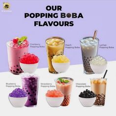 an advertisement for boba's is shown with different types of ice creams