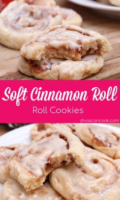 soft cinnamon roll cookies on a white plate